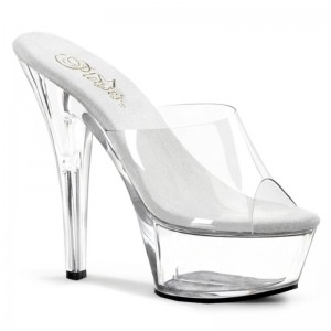 Pleaser Kiss-201 Women's Platform Slides Clear | NZ BMAZSR