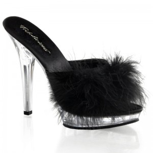 Pleaser Lip-101-8 Women's Platform Slides Black / Clear | NZ QYMUFL