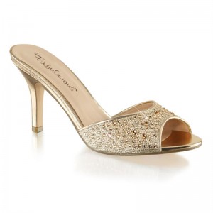 Pleaser Lucy-01 Women's Slides Gold | NZ YFMNWI