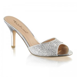 Pleaser Lucy-01 Women's Slides Silver | NZ RJOYNS