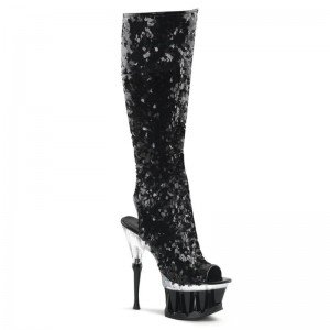 Pleaser Spiky-2019 Women's Knee-high Boots Black | NZ TFMLQS