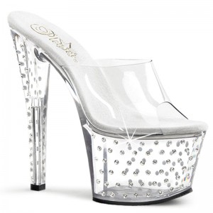 Pleaser Stardust-701 Women's Platform Slides Clear | NZ FQAHBX