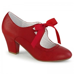 Pleaser Wiggle-32 Vegan Leather Women's Pumps Red | NZ YAVPWQ