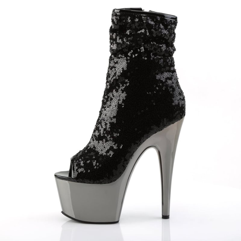 Pleaser Adore-1008SQ Women's Heels Boots Black / Grey | NZ SDAUZP