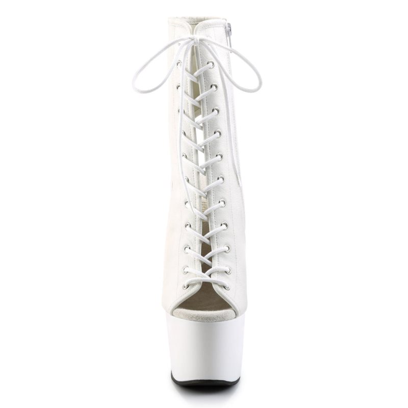 Pleaser Adore-1016 Vegan Leather Women's Heels Boots White | NZ AUECQG