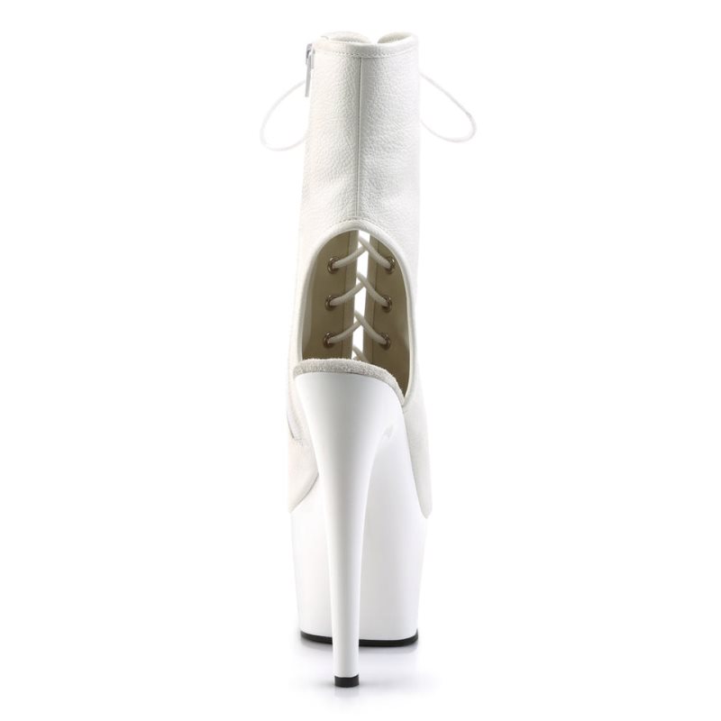 Pleaser Adore-1016 Vegan Leather Women's Heels Boots White | NZ AUECQG