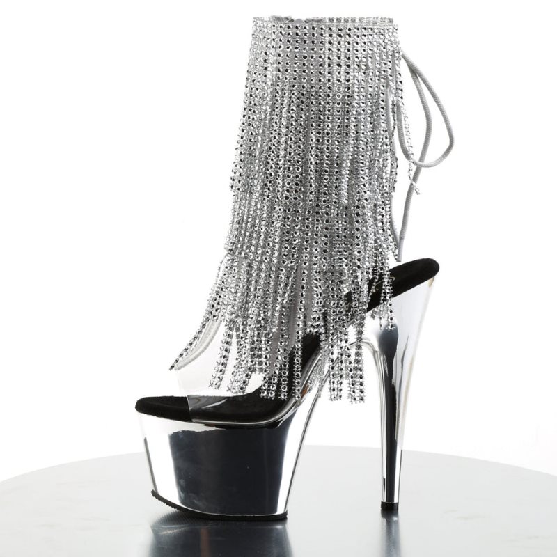 Pleaser Adore-1017RSF Women's Heels Boots Clear / Silver | NZ NQEIZJ