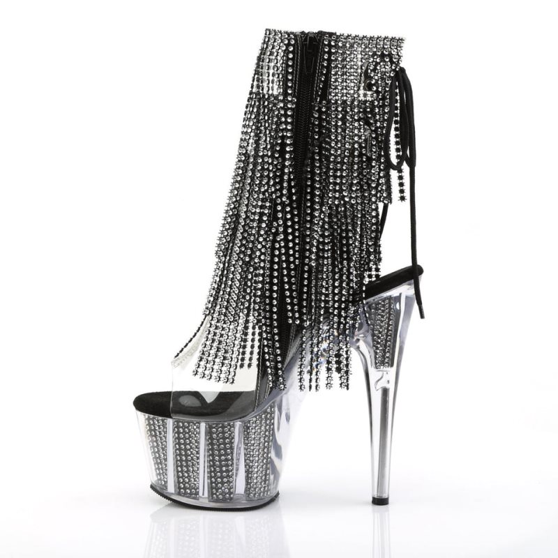 Pleaser Adore-1017SRS Women's Heels Boots Clear / Black | NZ QYMKDW