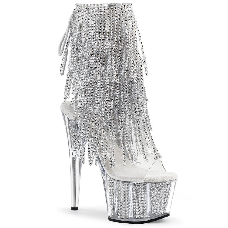 Pleaser Adore-1017SRS Women\'s Heels Boots Clear / Silver | NZ TYDHAL
