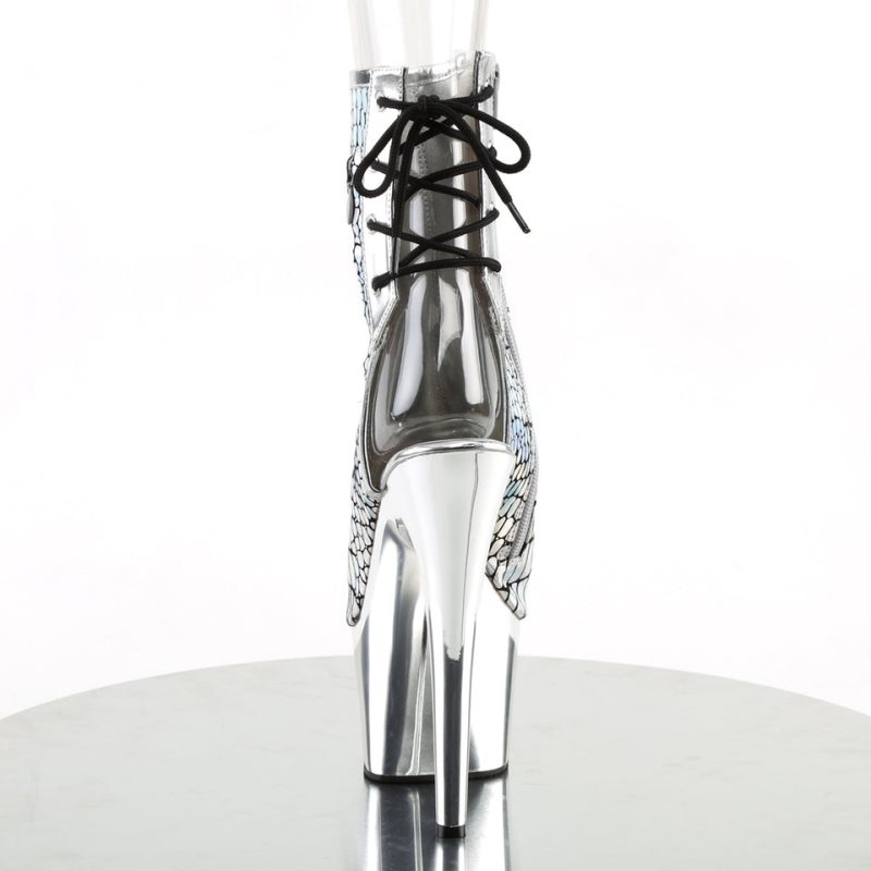 Pleaser Adore-1018HG Hologram Women's Heels Boots Silver | NZ KNMWJV