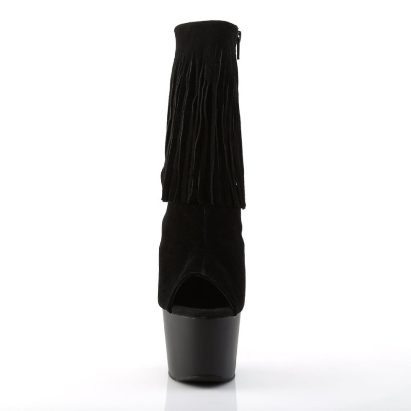 Pleaser Adore-1019 Suede Women's Heels Boots Black | NZ XSEYIP