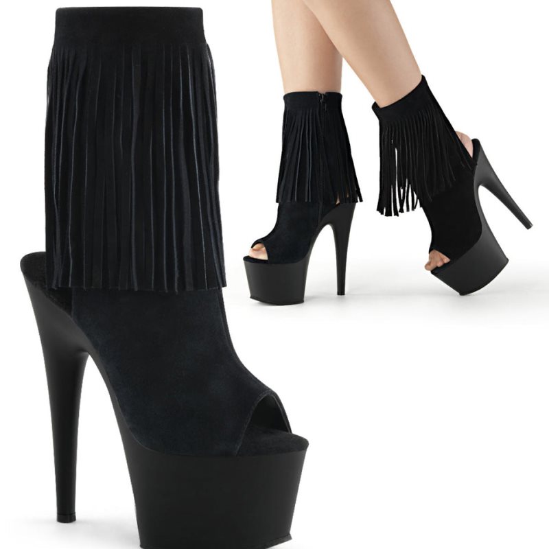 Pleaser Adore-1019 Suede Women\'s Heels Boots Black | NZ XSEYIP