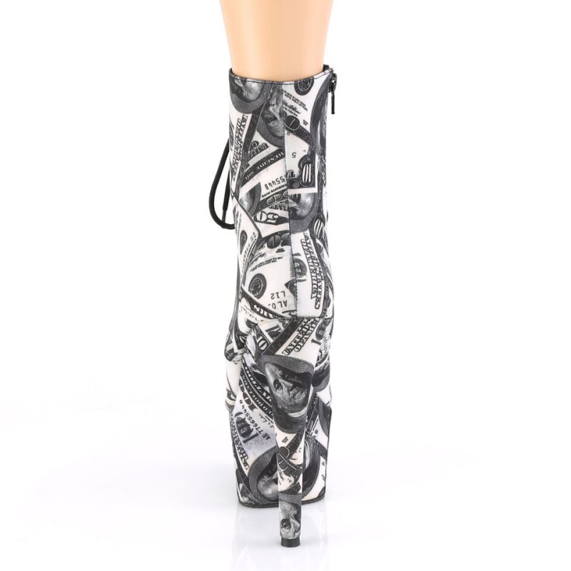Pleaser Adore-1020DP Women's Heels Boots White / Black | NZ RIXUOT