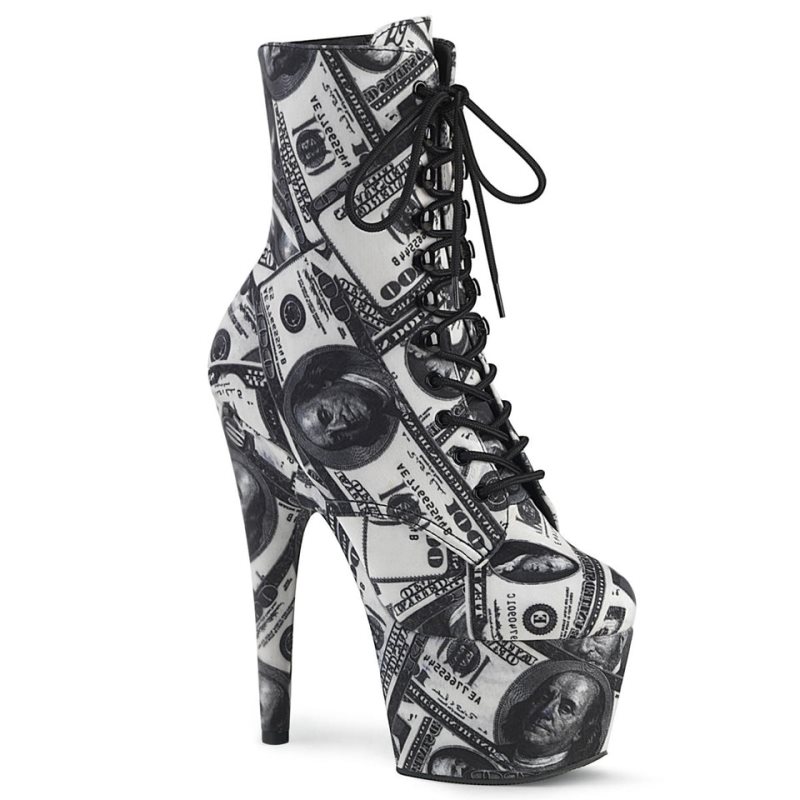 Pleaser Adore-1020DP Women\'s Heels Boots White / Black | NZ RIXUOT