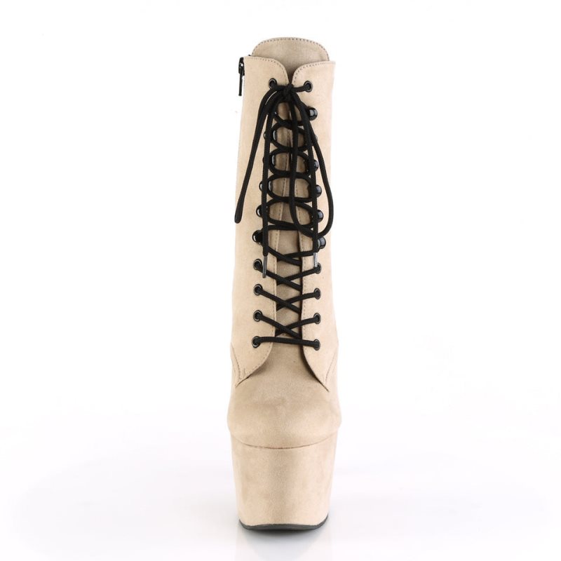 Pleaser Adore-1020FS Faux Suede Women's Heels Boots Beige | NZ RINGKJ