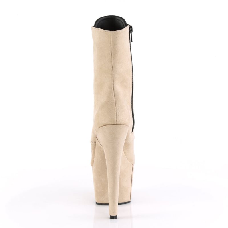 Pleaser Adore-1020FS Faux Suede Women's Heels Boots Beige | NZ RINGKJ
