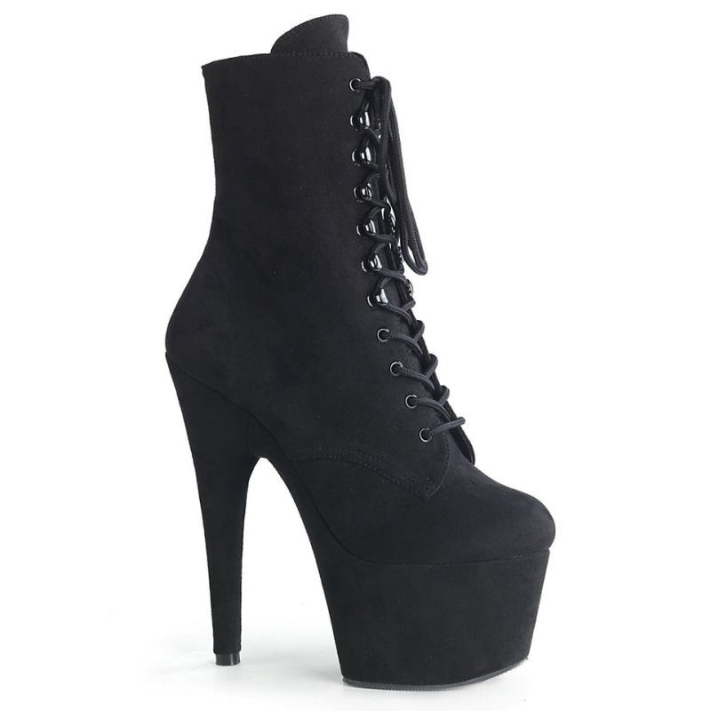 Pleaser Adore-1020FS Faux Suede Women\'s Heels Boots Black | NZ JCXZEI