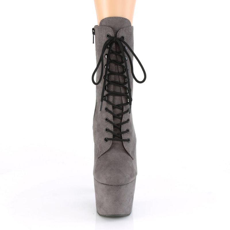 Pleaser Adore-1020FS Faux Suede Women's Heels Boots Grey | NZ YNRKXJ