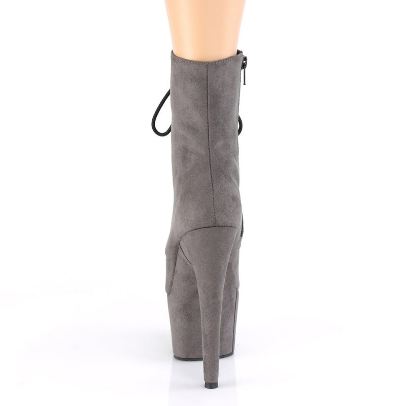 Pleaser Adore-1020FS Faux Suede Women's Heels Boots Grey | NZ YNRKXJ