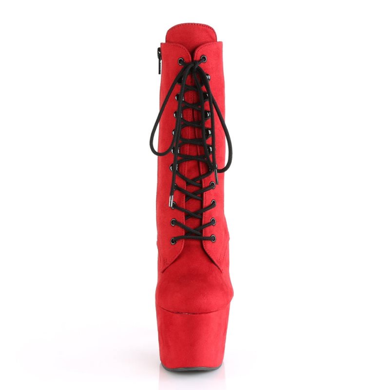 Pleaser Adore-1020FS Faux Suede Women's Heels Boots Red | NZ HIWYZX
