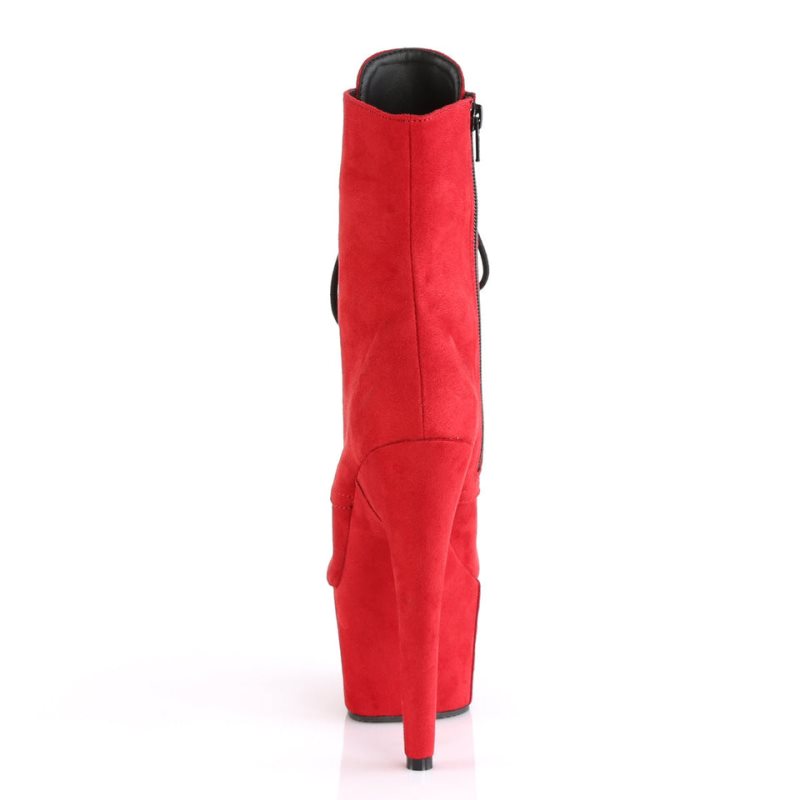 Pleaser Adore-1020FS Faux Suede Women's Heels Boots Red | NZ HIWYZX