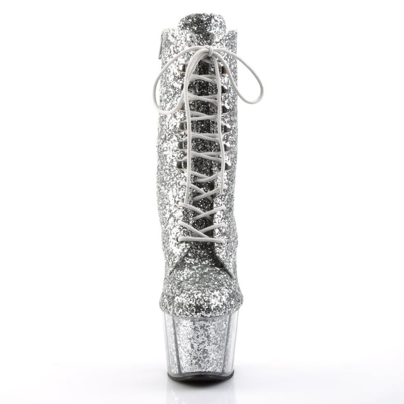 Pleaser Adore-1020G Women's Heels Boots Silver | NZ AZLJBX