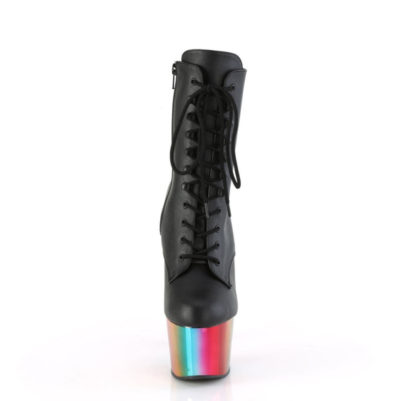 Pleaser Adore-1020RC Vegan Leather Women's Heels Boots Black / Multicolor | NZ FOPQXI