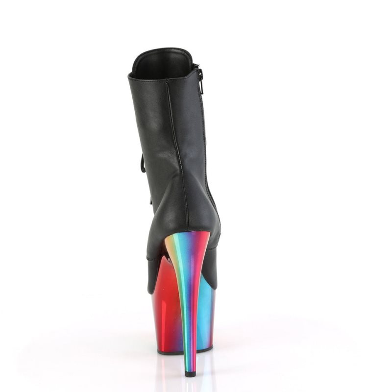 Pleaser Adore-1020RC Vegan Leather Women's Heels Boots Black / Multicolor | NZ FOPQXI