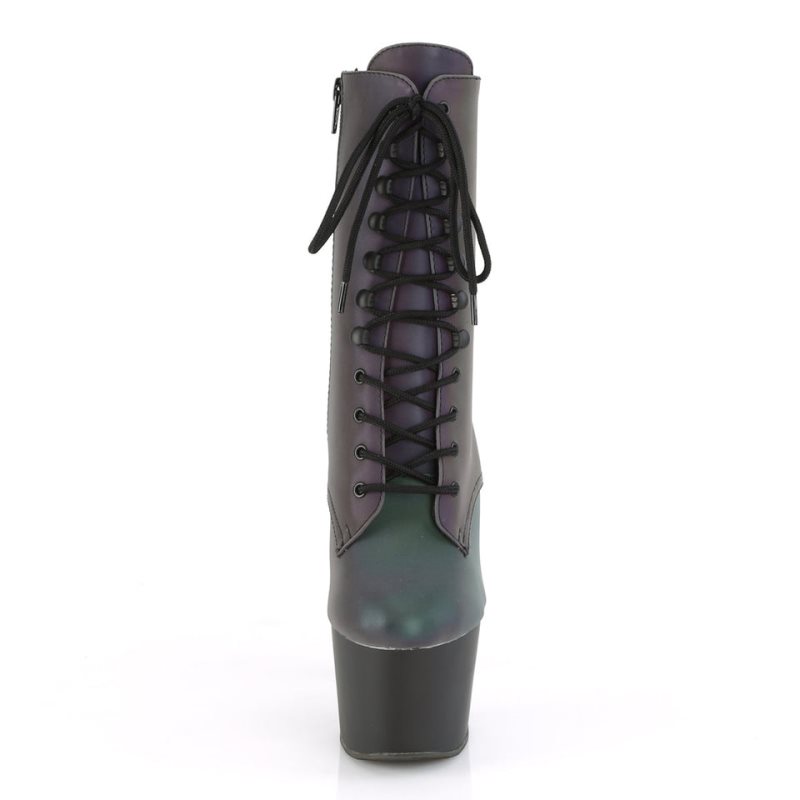 Pleaser Adore-1020REFL Women's Heels Boots Green / Black | NZ JAWPQK