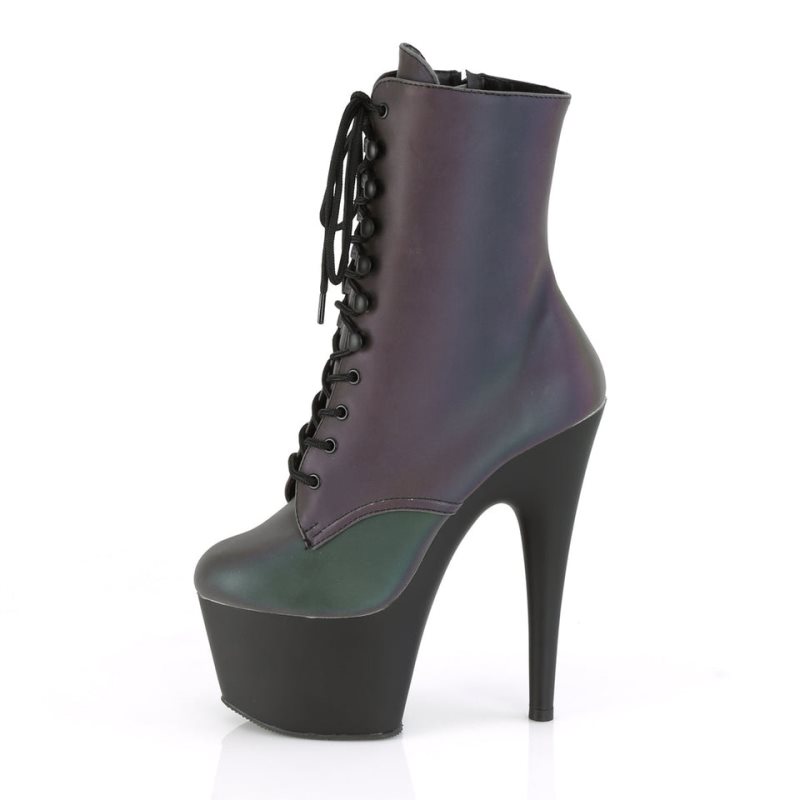Pleaser Adore-1020REFL Women's Heels Boots Green / Black | NZ JAWPQK