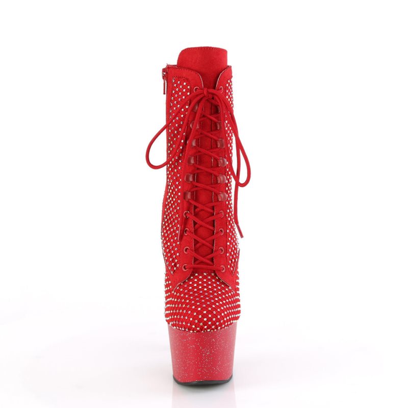 Pleaser Adore-1020RM Faux Suede Women's Heels Boots Red | NZ WBFQKN