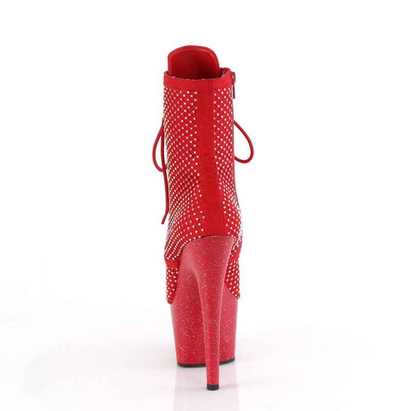 Pleaser Adore-1020RM Faux Suede Women's Heels Boots Red | NZ WBFQKN