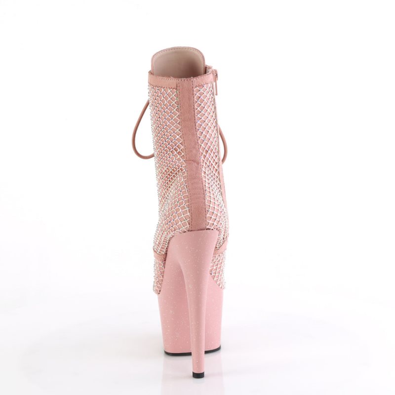 Pleaser Adore-1020RM Salmon Faux Suede Mesh Women's Heels Boots Pink | NZ PLHKOA