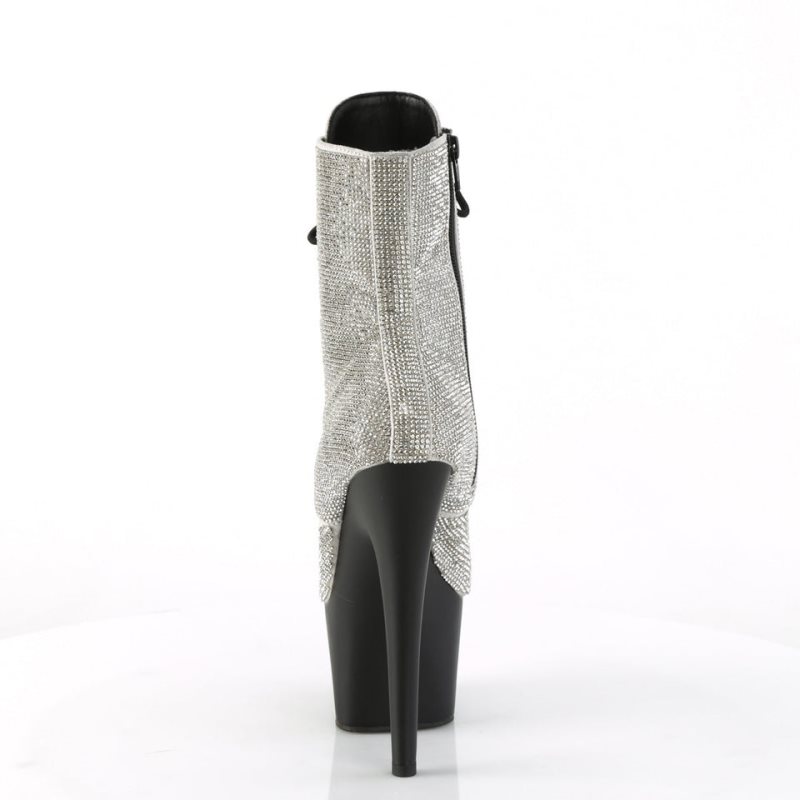 Pleaser Adore-1020RS Women's Heels Boots Silver / Black | NZ XYWBPK