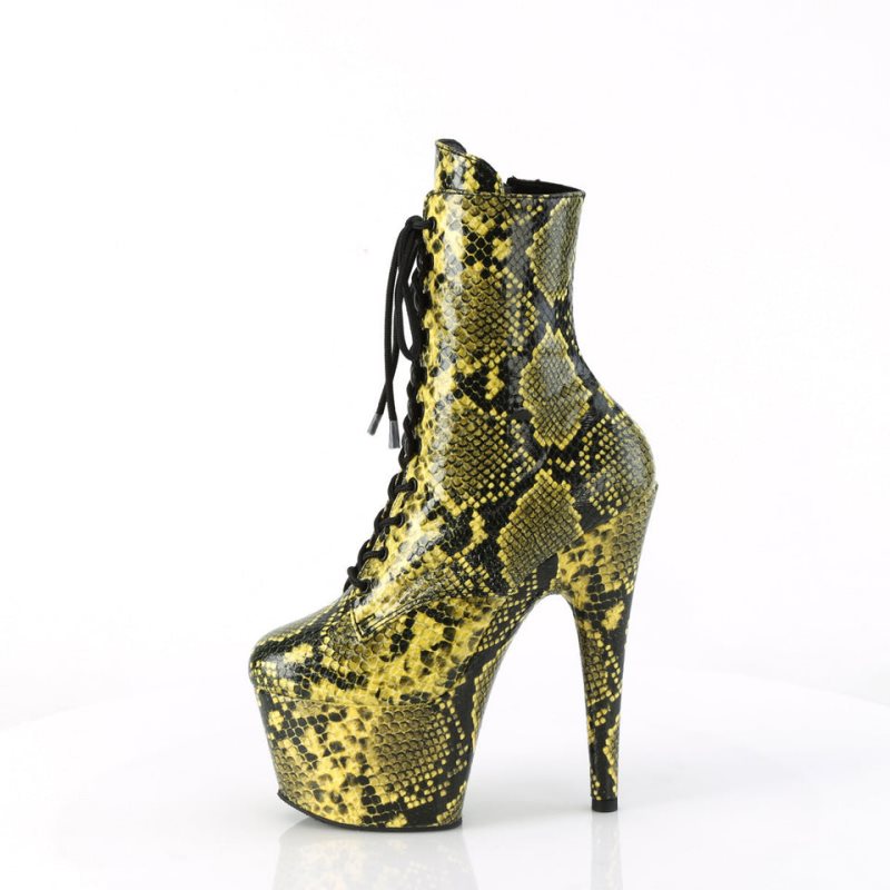 Pleaser Adore-1020SPWR Snake Women's Heels Boots Yellow | NZ PXDEYR