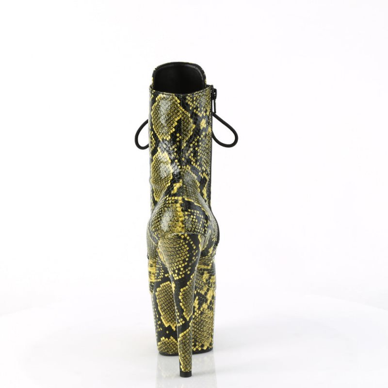 Pleaser Adore-1020SPWR Snake Women's Heels Boots Yellow | NZ PXDEYR