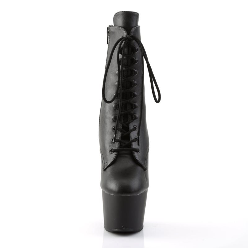 Pleaser Adore-1020 Vegan Leather Women's Heels Boots Black | NZ QXOBDV