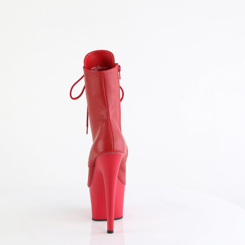 Pleaser Adore-1020 Vegan Leather Women's Heels Boots Red | NZ OJTXND