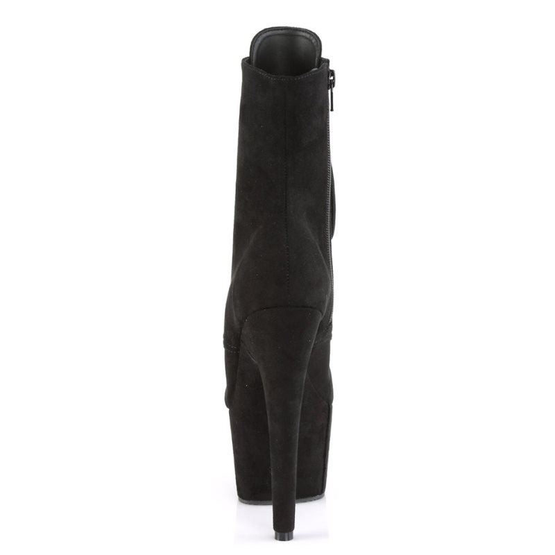 Pleaser Adore-1021FS Suede Women's Heels Boots Black | NZ JHIUGC