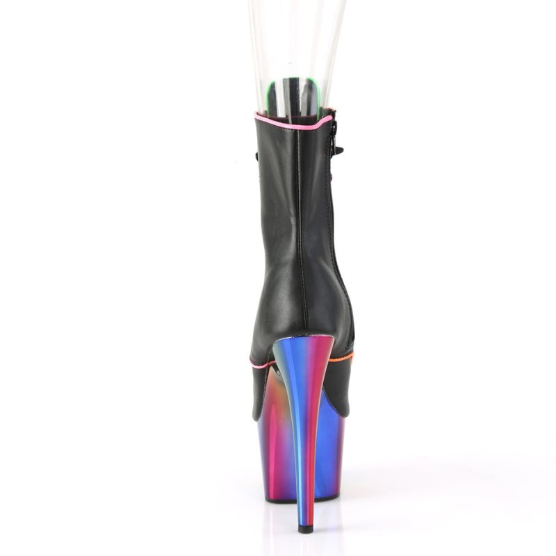 Pleaser Adore-1021RC-02 Vegan Leather Women's Heels Boots Black / Multicolor | NZ OIHSTL