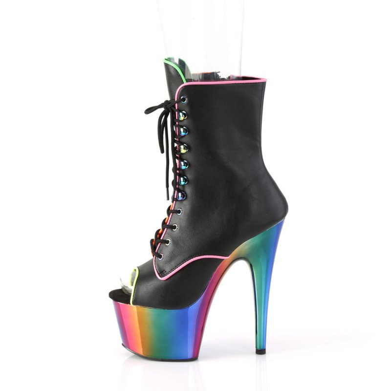 Pleaser Adore-1021RC-02 Vegan Leather Women's Heels Boots Black / Multicolor | NZ OIHSTL