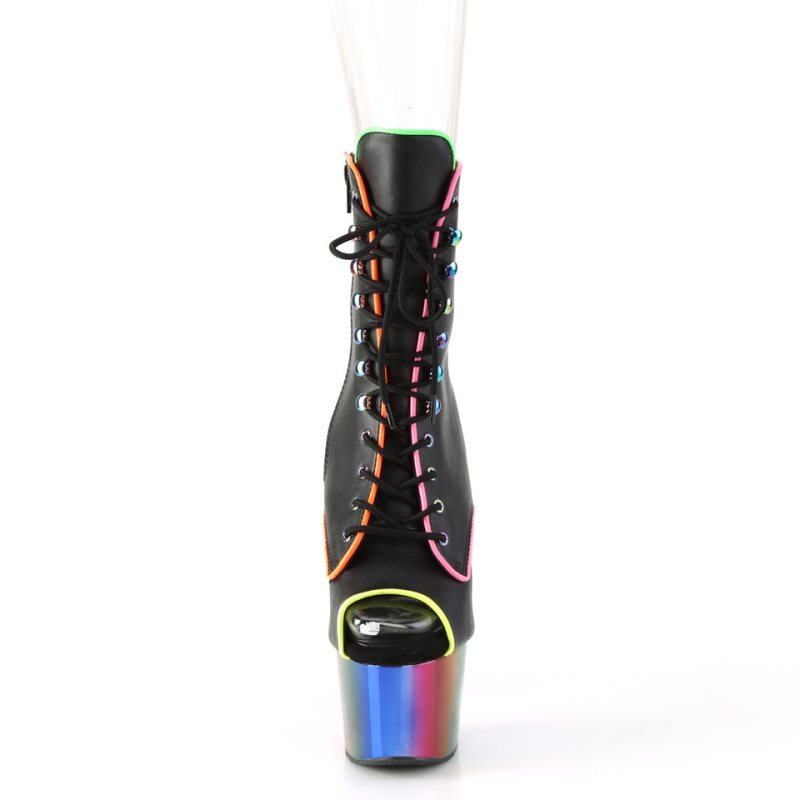 Pleaser Adore-1021RC-02 Vegan Leather Women's Heels Boots Black / Multicolor | NZ OIHSTL