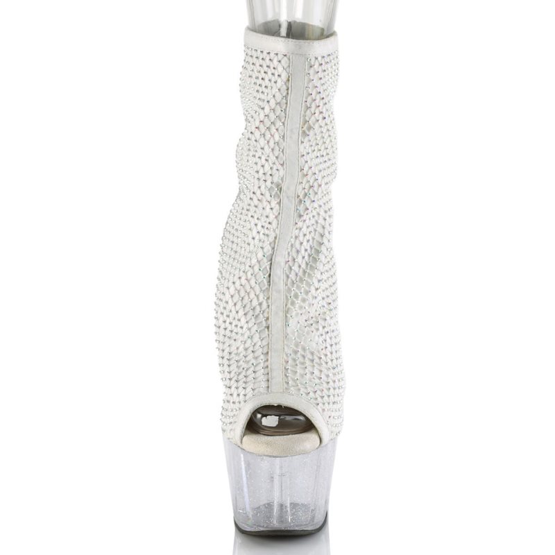 Pleaser Adore-1031GM Women's Heels Boots White / Clear | NZ ZMIYJB