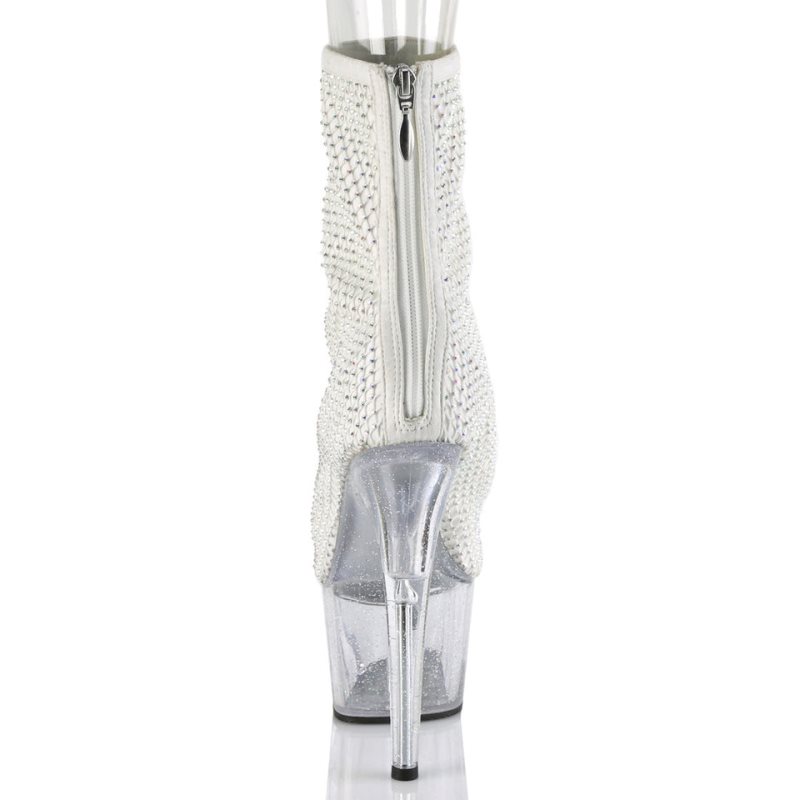 Pleaser Adore-1031GM Women's Heels Boots White / Clear | NZ ZMIYJB