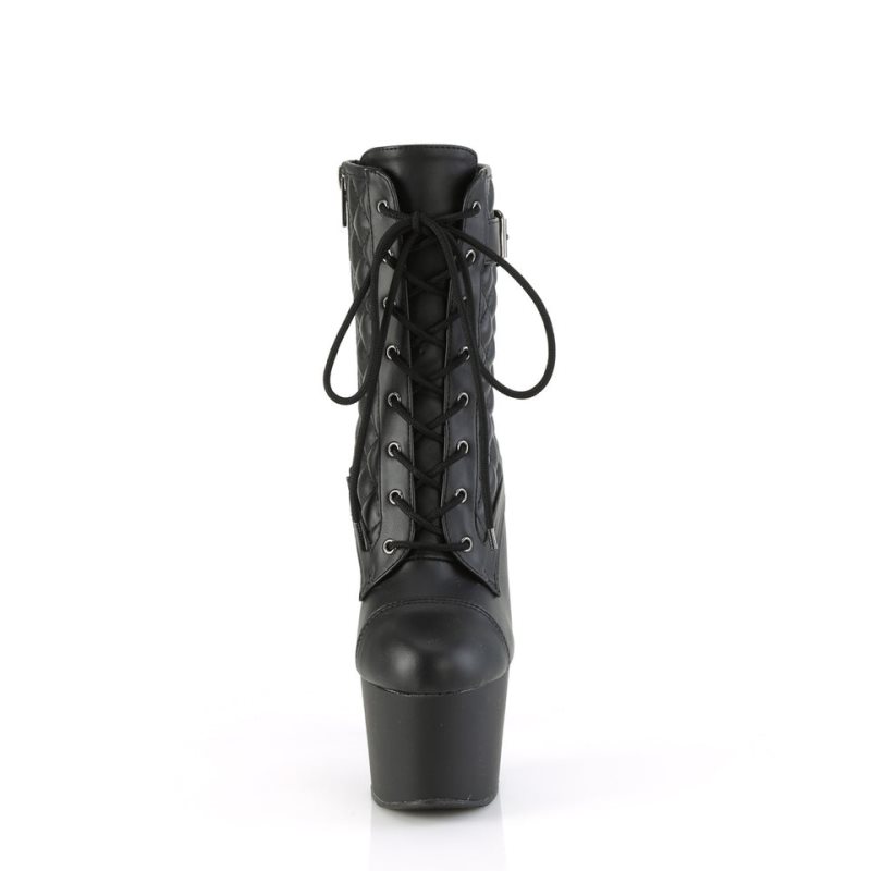 Pleaser Adore-1033 Vegan Leather Women's Heels Boots Black | NZ FUMSJO