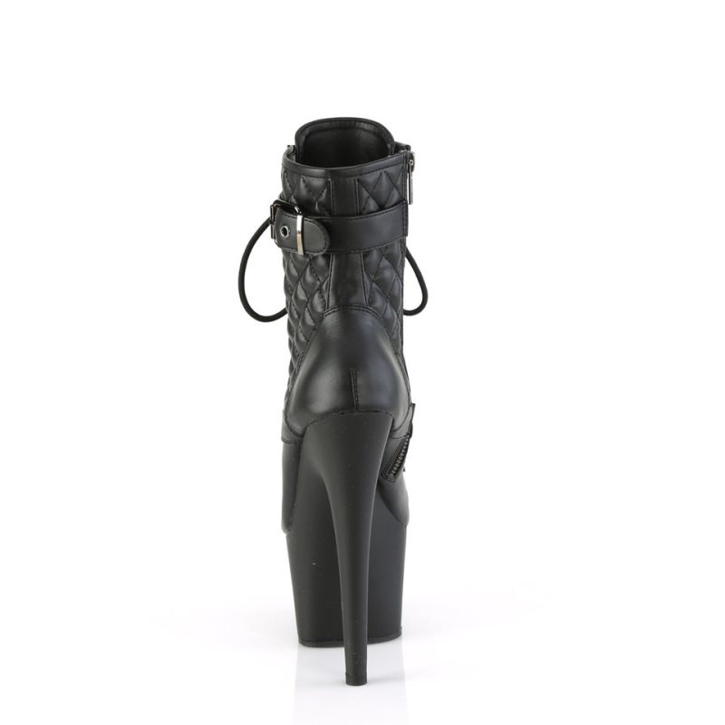 Pleaser Adore-1033 Vegan Leather Women's Heels Boots Black | NZ FUMSJO