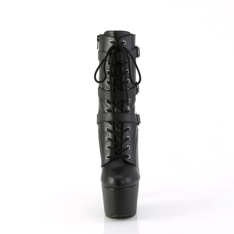 Pleaser Adore-1043 Vegan Leather Women's Heels Boots Black | NZ TRMAFJ
