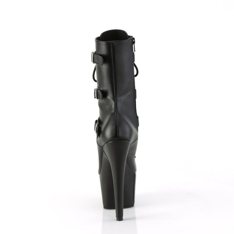 Pleaser Adore-1043 Vegan Leather Women's Heels Boots Black | NZ TRMAFJ