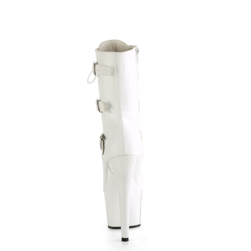 Pleaser Adore-1043 Vegan Leather Women's Heels Boots White | NZ JENLXR