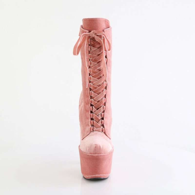 Pleaser Adore-1045VEL Women's Heels Boots Pink | NZ YVNHRS